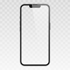Smartphone mockup. Outline mobile phone frame, template with transparent screen. Isolated stock vector