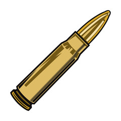 Black bullet illustration. Colored retro bandit grenade, pistol, gun, revolver isolated vector illustration. Military and weapon