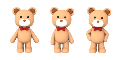 Obraz premium bear plush doll character on transparent background, 3D illustration