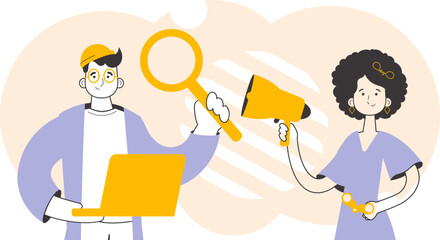 The concept of the process of hiring staff for work. Trendy linear style. Vector.