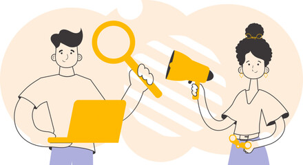 Business people are looking for staff. Linear style. Vector illustration.