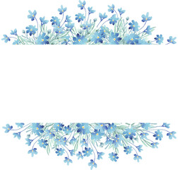 Forget-me-not frame. Watercolor clipart	
