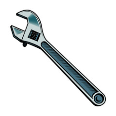 Vintage car repair element. Retro chrome engine, wrenches concept. Vector illustrations for garage or motor mechanic service concept