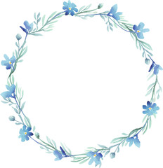 Forget-me-not wreath. Watercolor clipart	
