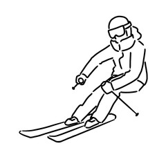 Fototapeta premium スキーを滑る人 線画