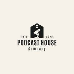 House Podcast microphone logo vector image