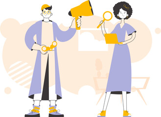 Business people are looking for staff. Trendy linear style. Vector.