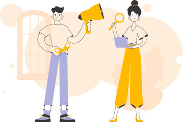 Business people are looking for staff. Modern linear style. Vector illustration.