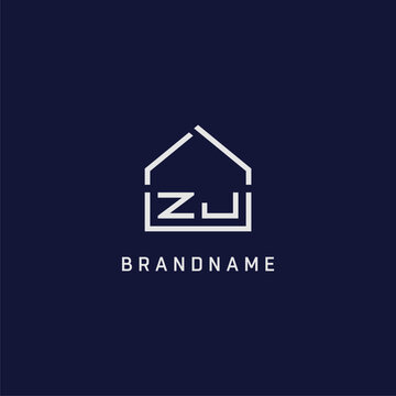 Initial letter ZJ roof real estate logo design ideas