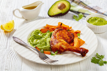 chicken with guasacaca sauce and sweet potato