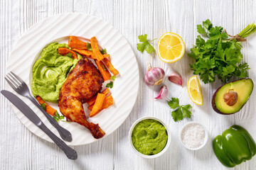 chicken with guasacaca sauce and sweet potato