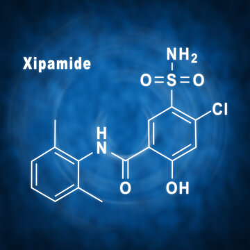 Xipamide molecule, chemical structure