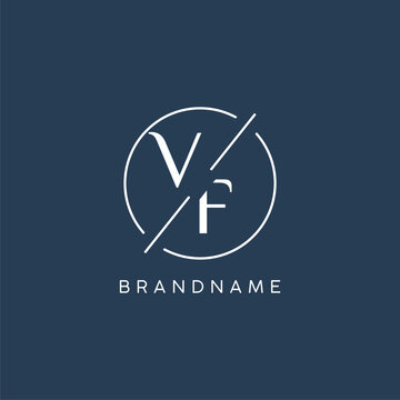 Initial letter VF logo monogram with circle line style
