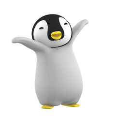 Fototapeta premium baby penguin on transparent background, 3D illustration