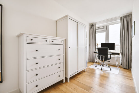 Workspace with computer at home