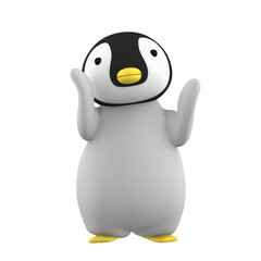baby penguin on transparent background, 3D illustration