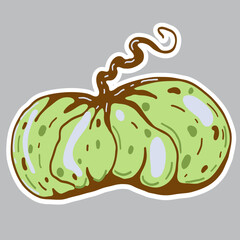 Halloween pumpkin sticker. Autumn vector illustration.