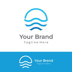 Natural blue pure aqua water Logotype design.Aqua abstract design with outline.Drinking or mineral water sign icon.
