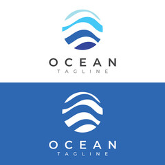 Natural blue pure aqua water Logotype design.Aqua abstract design with outline.Drinking or mineral water sign icon.