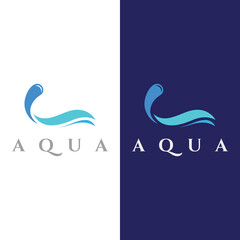 Fototapeta premium Natural blue pure aqua water Logotype design.Aqua abstract design with outline.Drinking or mineral water sign icon.