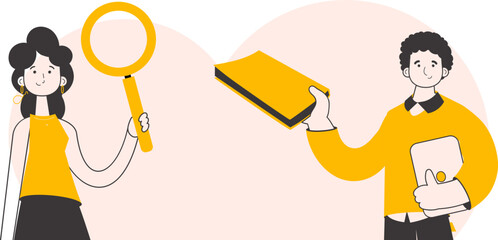 HR employees. Modern linear style. Vector.