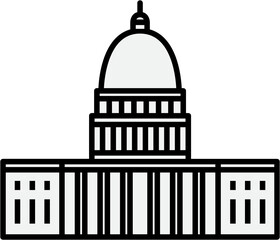 outline simplicity drawing of the us capitol building landmark front elevation view.
