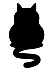 Cute cat black icon illustration PNG, with transparent background.