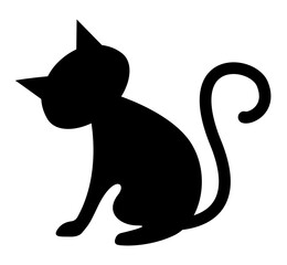 Cute cat black icon illustration PNG, with transparent background.