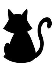 Cute cat black icon illustration PNG, with transparent background.