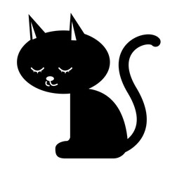 Cute cat black icon illustration PNG, with transparent background.