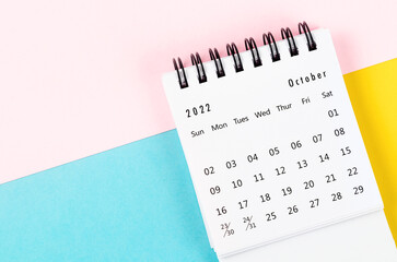 The October 2022 Monthly desk calendar for 2022 year on beautiful background.