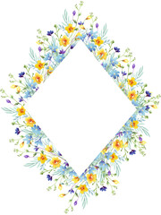 Wildflowers frame. Watercolor clipart	