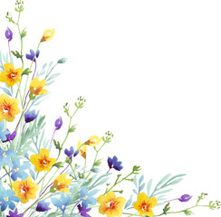Wildflowers frame. Watercolor clipart	