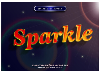 Sparkle 3d text style effect editable. neon light font style