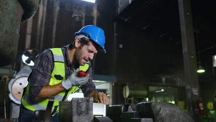 the worker gets injured while working in the factory