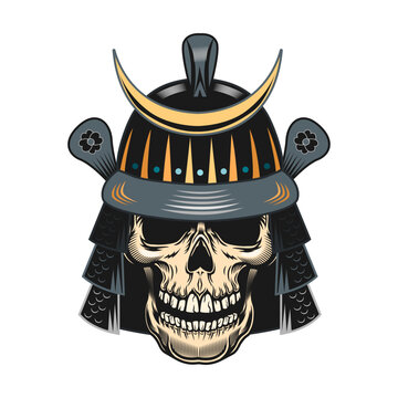 Colored skull badge. Scary skull with gentleman cap, hair and headset isolated vector illustration. Shirt design and racer tattoo concept
