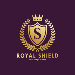 Letter S Logo" Images. Royal shield logo template,
Royal heraldic emblem shield with crown