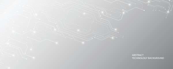 Gray and white technology background image Line design for communication connections in digital systems Hi-tech technology pattern
