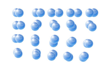 abstract molecules with two atoms from different views, concept of chemistry
