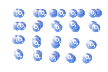 abstract blue oxygen O2 molecules  from different views, concept of oxygen
