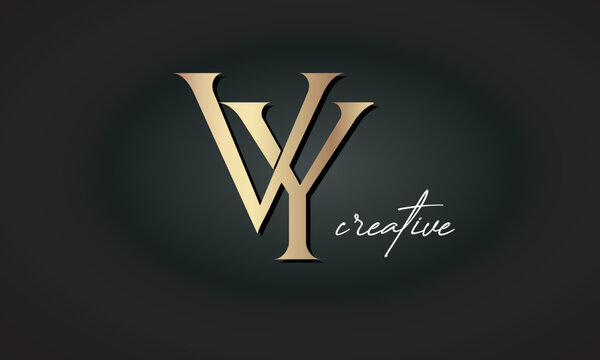VY letters luxury jewellery fashion brand monogram, creative premium stylish golden logo icon