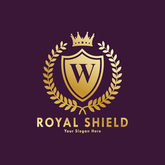 Letter W Logo" Images. Royal shield logo template,
Royal heraldic emblem shield with crown