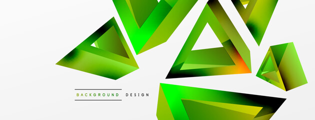 3d triangle abstract background. Basic shape technology or business concept composition. Trendy techno business template for wallpaper, banner, background or landing