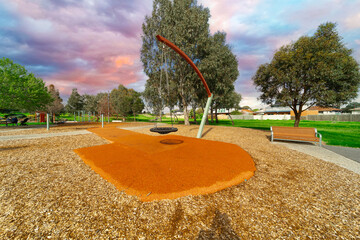 beautiful Children’s park playground in Suburban Melbourne Victoria Australia. Lovely green grass...