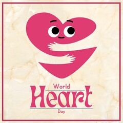Heart hugging square frame saying world heart day 2022