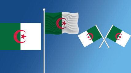 Waving flag of People's Democratic Republic of Algeria(Algeria)on the white background vector and illustration 