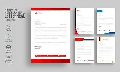 Bundle Modern Creative clean letterhead bundle of you corporate design ,or four color variation letterhead design template, ready to print letterhead design template
