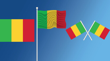 Waving flag of Republic of Mali on the white background vector and illustration 