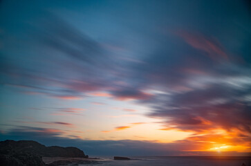 Colorful sunset on mediterranean coast