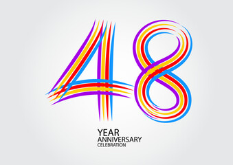 48 years anniversary celebration logotype colorful line vector, 48th birthday logo, 48 number design, Banner template, logo number elements for invitation card, poster, t-shirt.